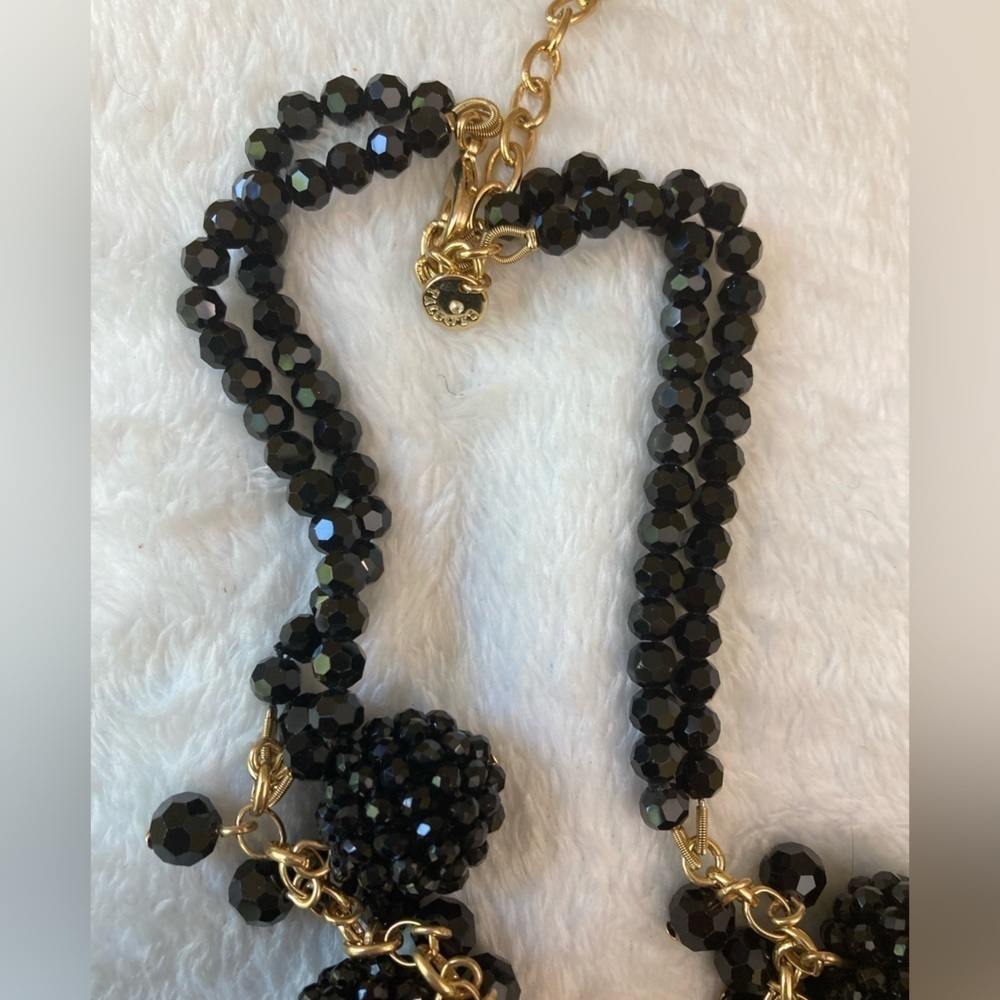 Talbots Black Crystals Statement Bib Necklace - image 5
